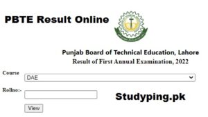 PBTE DAE Result 2023 Annual & Supply Result @ pbte.edu.pk